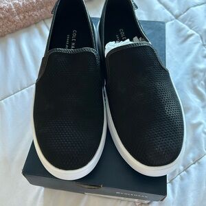 NWT New Cole Haan Black Grand Crescent Slip On Sneakers Sz 9